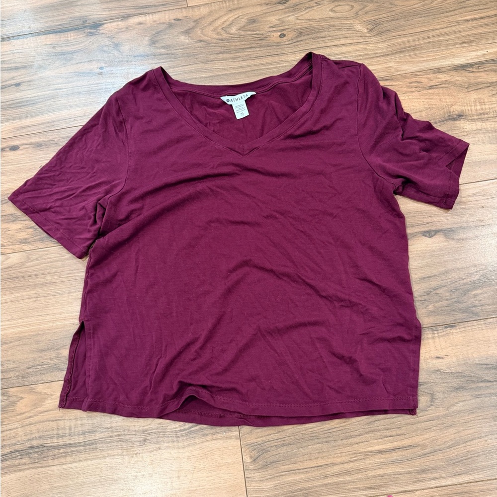 NWOT Athleta V-Neck Burgundy Top